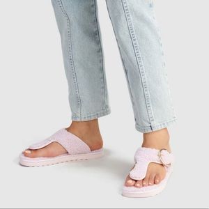 Coach Hollie Shearling Flip-Flop Sandal Pale Pink